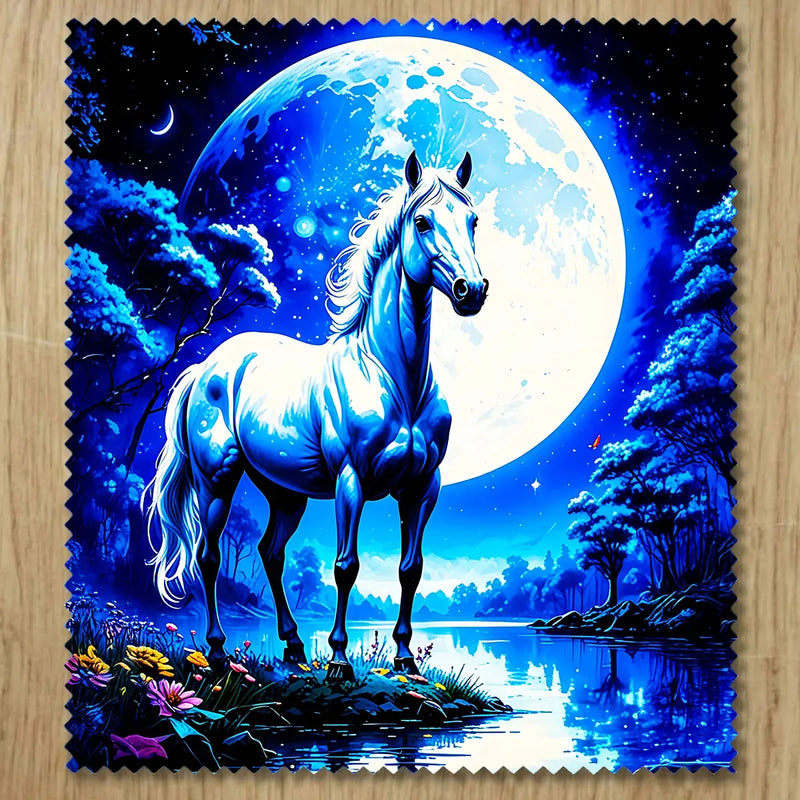 Chiffonnette Cheval Blanc illustrée à la main en Anjou