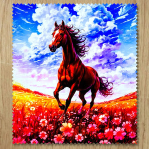 Chiffonnette Cheval Prairie illustrée à la main en Anjou