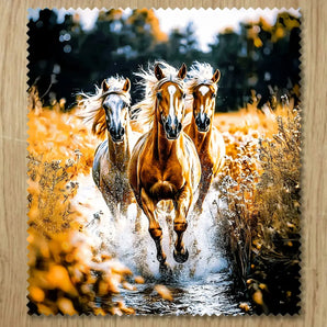 Chiffonnette Chevaux Sauvages illustrée à la main en Anjou