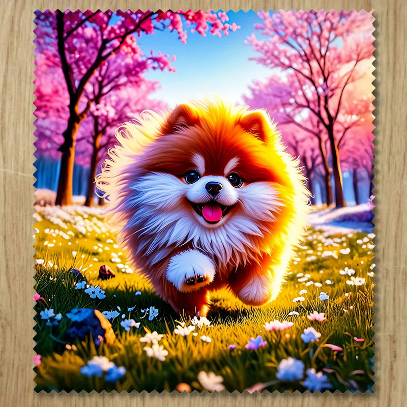 Chiffonnette Chien Fluffy illustrée à la main en Anjou