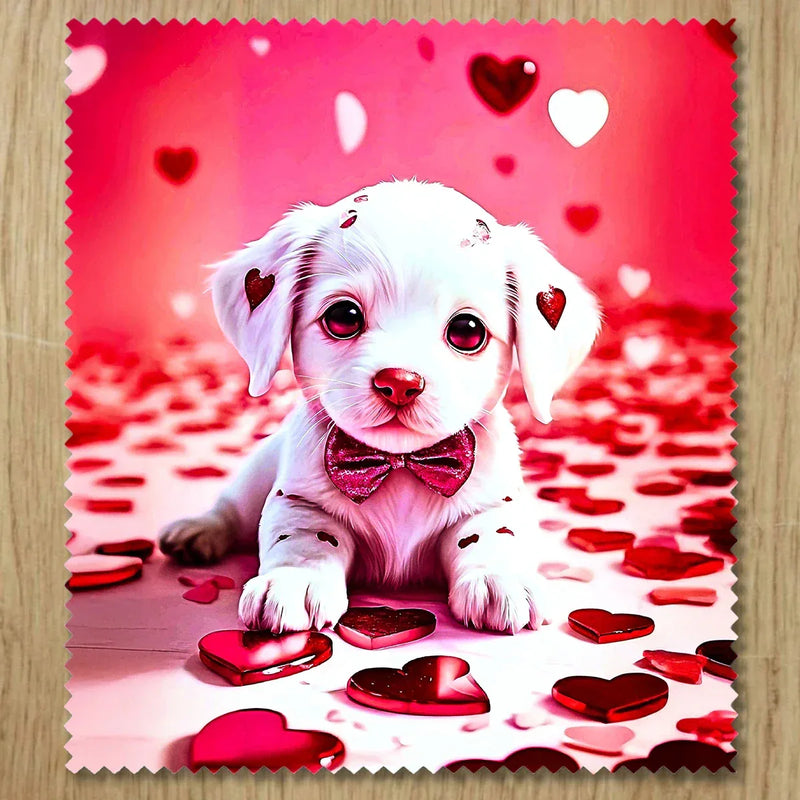 Chiffonnette Chien Coeur illustrée à la main en Anjou