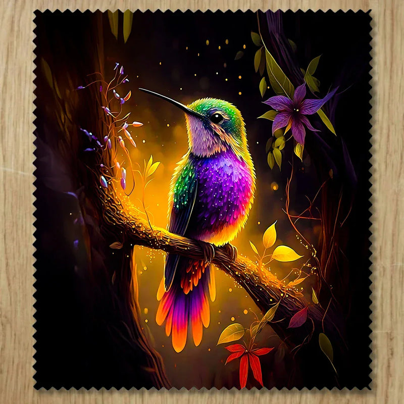 Chiffonnette Colibris Violet illustrée à la main en Anjou
