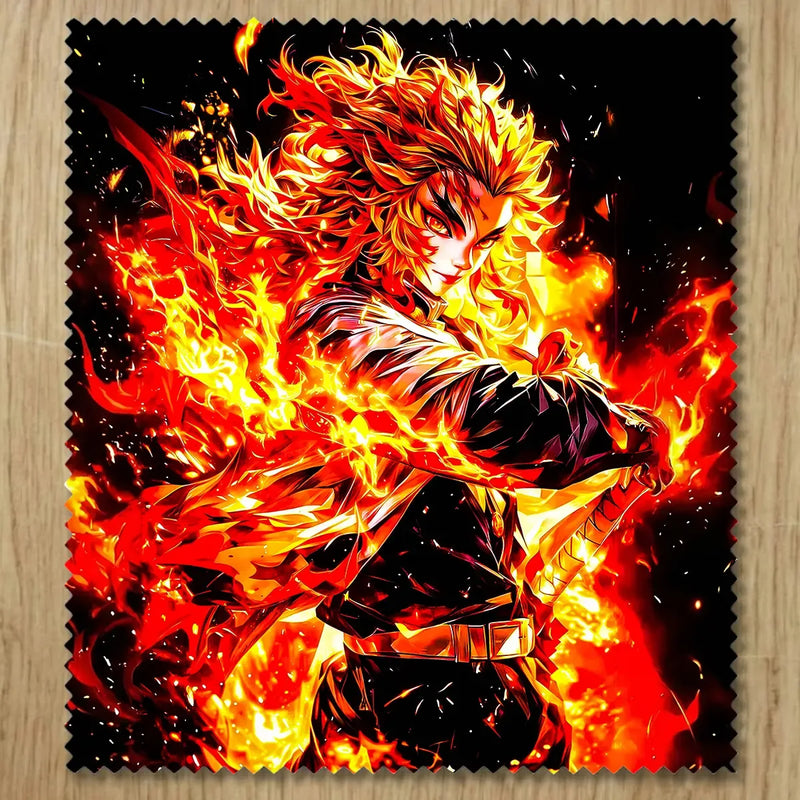 Chiffonnette Rengoku Demon Slayer illustrée à la main en Anjou