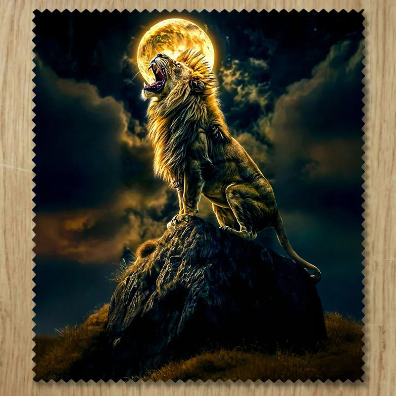 Chiffonnette Lion Rugissant illustrée à la main en Anjou