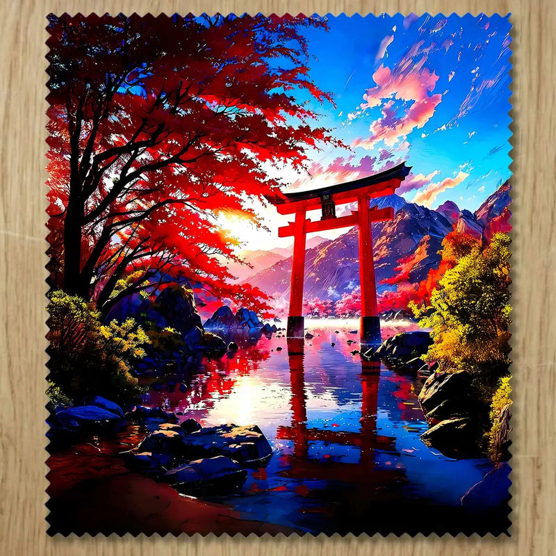 Chiffonnette Paysage Japonais illustrée à la main en Anjou