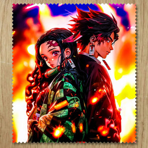 Chiffonnette Tanjiro X Nezuko Demon Slayer illustrée à la main en Anjou