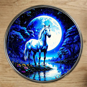 Magnet Cheval Blanc illustré à la main en Anjou