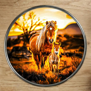 Magnet Cheval Famille illustré à la main en Anjou