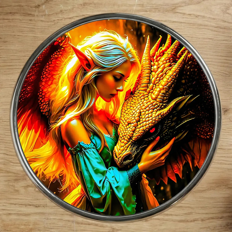 Magnet Femme et Dragon illustré à la main en Anjou