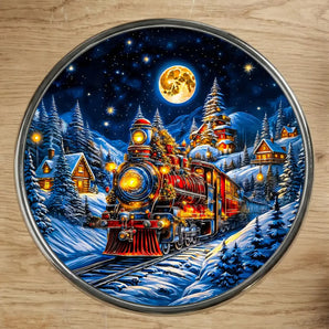 Magnet Train de Noël illustré à la main en Anjou