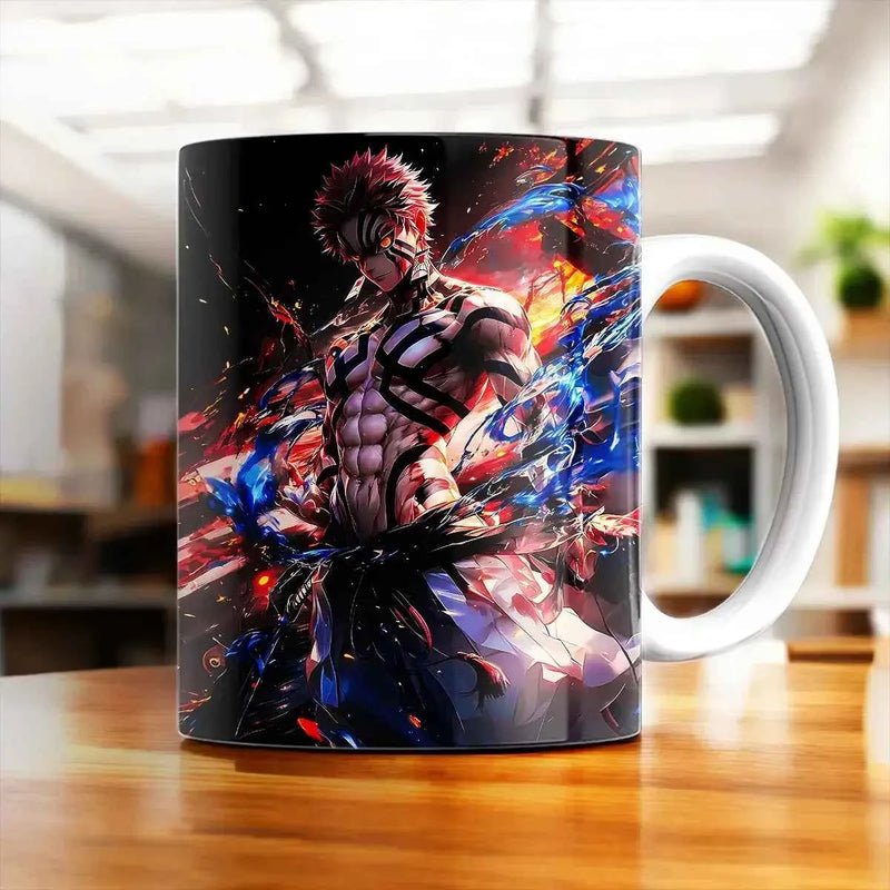 Mug Akaza Demon Slayer illustré à la main en Anjou