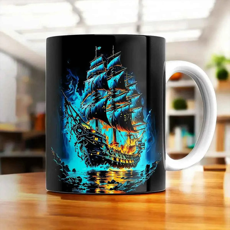 Mug Bateau Pirate illustré à la main en Anjou