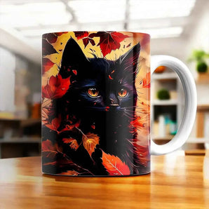 Mug Chat Automne illustré à la main en Anjou