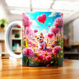 Tasse Chat Coeur illustrée à la main en Anjou