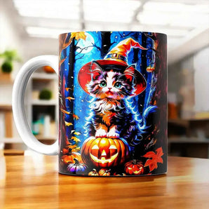 Tasse Chat Halloween illustrée à la main en Anjou