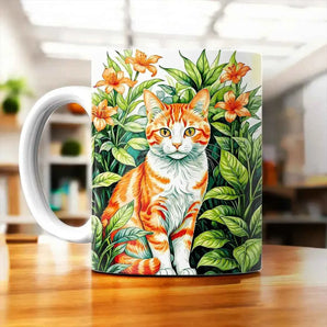 Tasse Chat Paisible illustrée à la main en Anjou