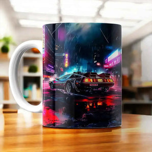 Tasse DeLorean illustrée à la main en Anjou