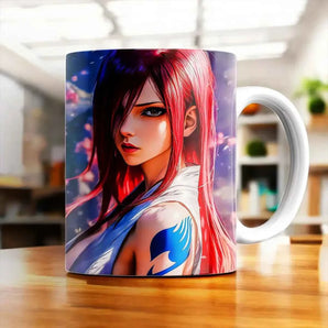 Mug Erza Fairy Tail illustré à la main en Anjou