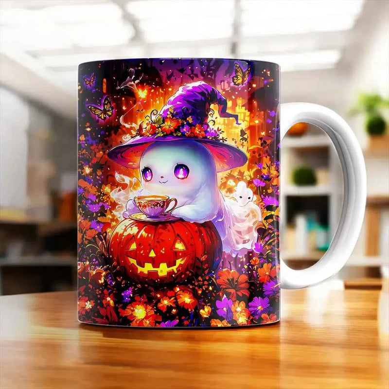 Mug Fantôme Citrouille illustré à la main en Anjou