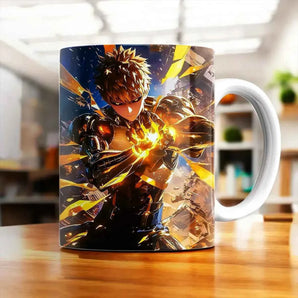 Mug Genos One Punch Man illustré à la main en Anjou