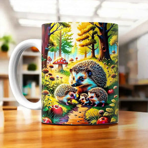 Tasse Hérisson Famille illustrée à la main en Anjou