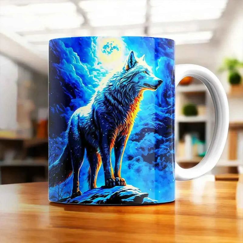 Mug Loup illustré à la main en Anjou