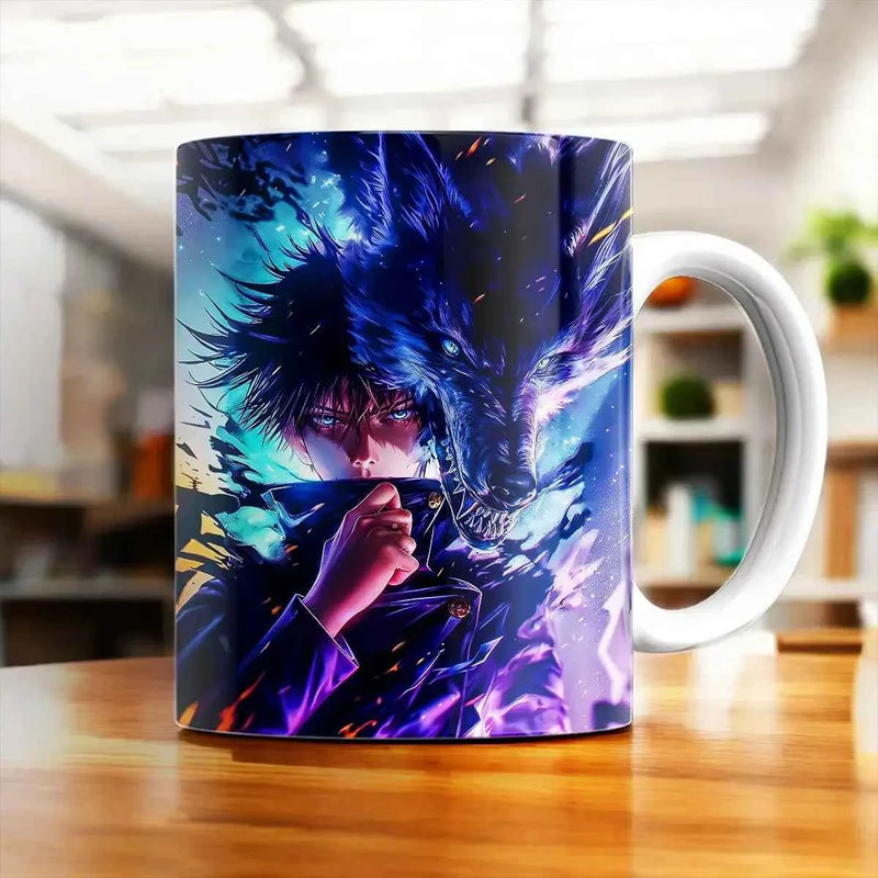 Mug Megumi Jujutsu Kaisen illustré à la main en Anjou