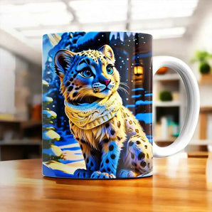 Mug Panthère des Neiges illustré à la main en Anjou