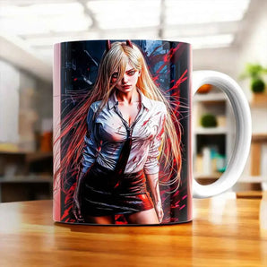 Mug Power Chainsaw Man illustré à la main en Anjou