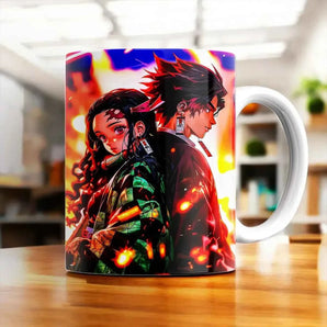Mug Tanjiro X Nezuko Demon Slayer illustré à la main en Anjou