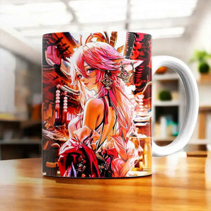 Mug Yae Miko Genshin Impact illustré à la main en Anjou