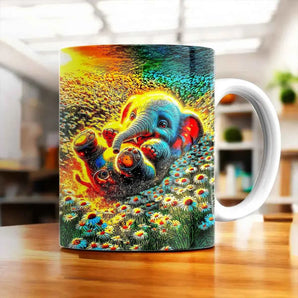 Mug Éléphanteau illustré à la main en Anjou