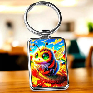 Porte Clé Abeille illustré à la main en Anjou
