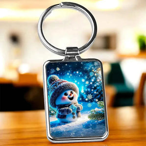 Porte Clé Bonhomme de Neige Mignon illustré à la main en Anjou