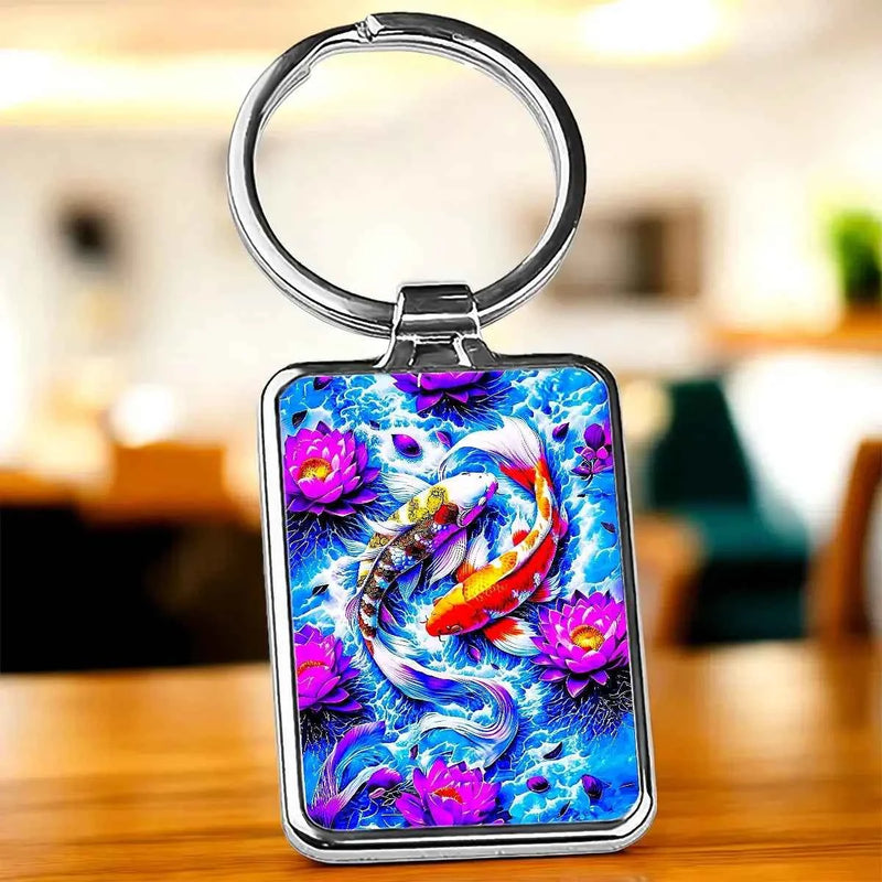 Porte Clé Carpe Koi illustré à la main en Anjou