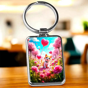 Porte Clé Chat Coeur illustré à la main en Anjou