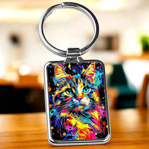 Porte Clé Chat Pop Art illustré à la main en Anjou