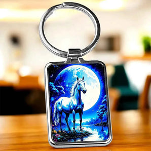 Porte Clé Cheval Blanc illustré à la main en Anjou