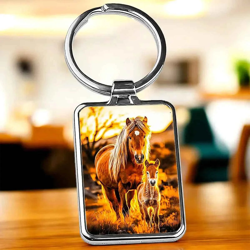 Porte Clé Cheval Famille illustré à la main en Anjou