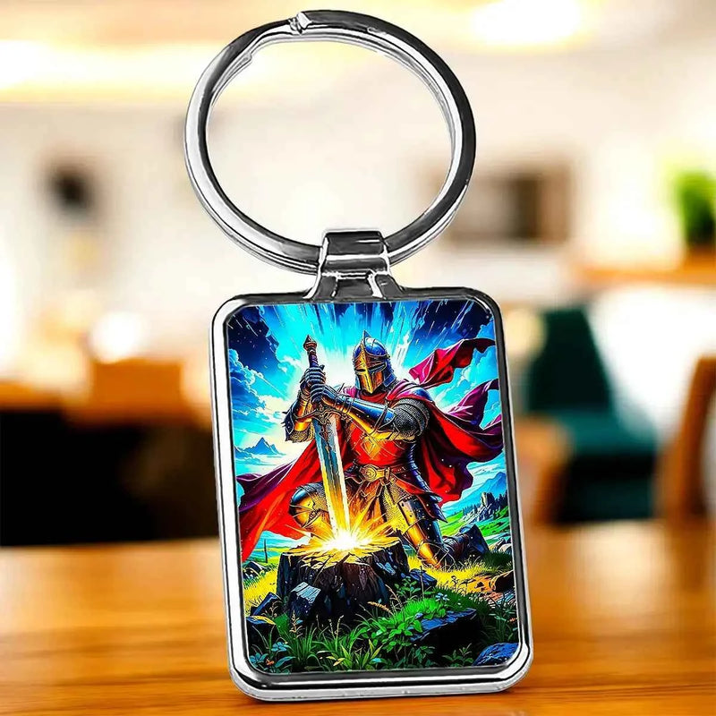 Porte Clé Chevalier illustré à la main en Anjou