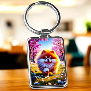 Porte Clé Chien Fluffy illustré à la main en Anjou