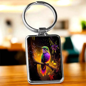 Porte Clé Colibris Violet illustré à la main en Anjou