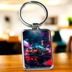 Porte Clé Retour vers le Futur illustré à la main en Anjou