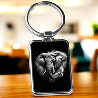 Porte Clé Éléphant Noir et Blanc