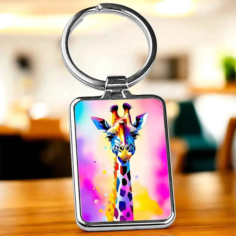 Porte Clé Girafe Pop Art illustré à la main en Anjou