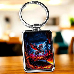 Porte-Clé Licorne de Feu illustré à la main en Anjou