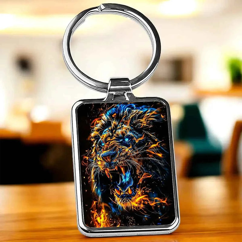 Porte Clé Tête de Lion illustré à la main en Anjou