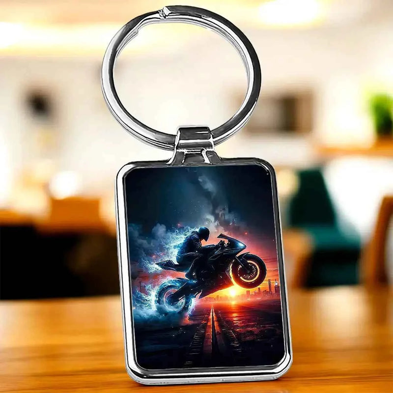 Porte Clé Moto Noire illustré à la main en Anjou