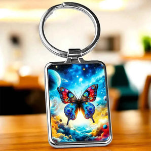 Porte Clé Papillon Univers illustré à la main en Anjou