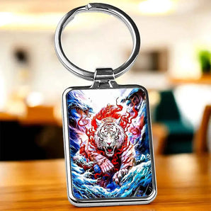Porte Clé Tigre Blanc illustré à la main en Anjou